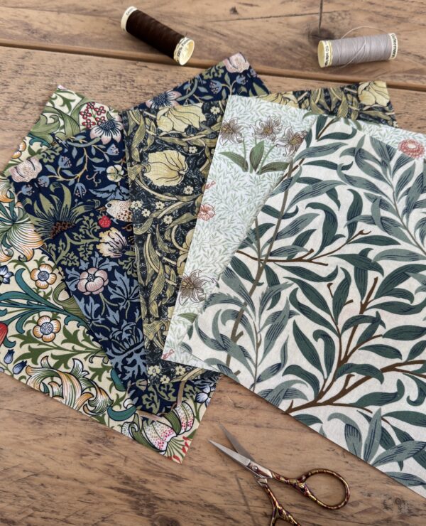 William Morris Fabric Quilting Squares for Crafting 20x20cm squares – UK Printed