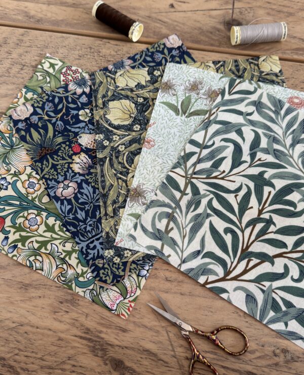 William Morris Fabric Quilting Squares for Crafting 20x20cm squares – UK Printed