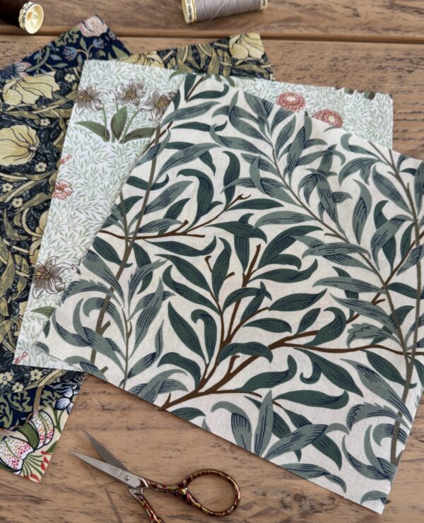 William Morris Fabric Quilting Squares for Crafting 20x20cm squares – UK Printed
