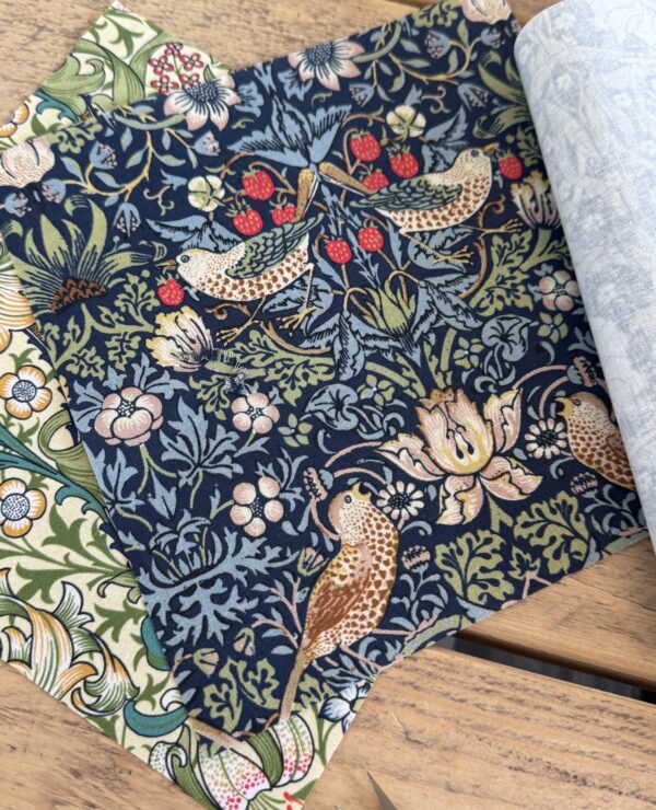 William Morris Fabric Quilting Squares for Crafting 20x20cm squares – UK Printed