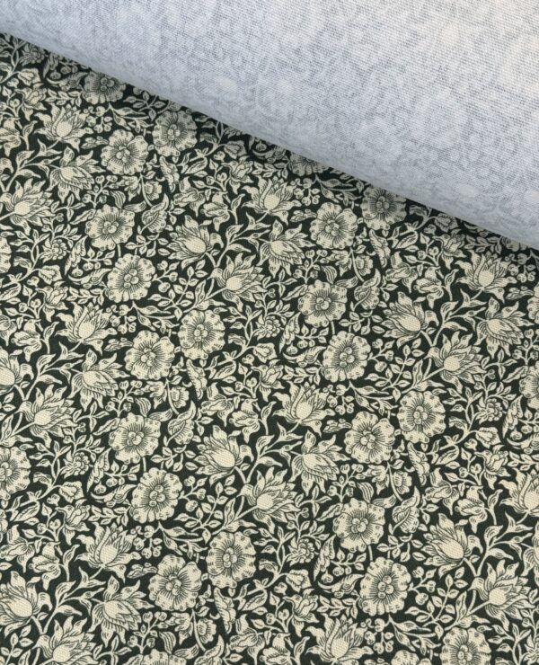 William Morris Mallow Forest Green Heavy Weight Cotton Floral Fabric By The Half Metre