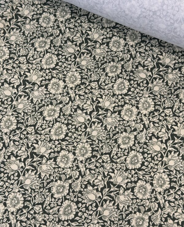 William Morris Mallow Forest Green Heavy Weight Cotton Floral Fabric By The Half Metre