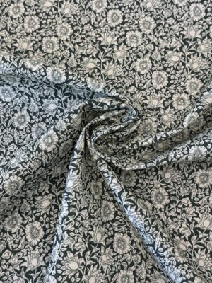 William Morris Mallow Forest Green Heavy Weight Cotton Floral Fabric By The Half Metre
