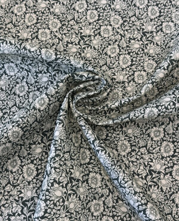 William Morris Mallow Forest Green Heavy Weight Cotton Floral Fabric By The Half Metre