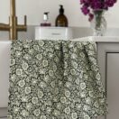 William Morris Mallow Forest Green Cotton Floral Tea Towel