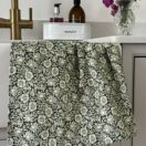 William Morris Mallow Forest Green Cotton Floral Tea Towel