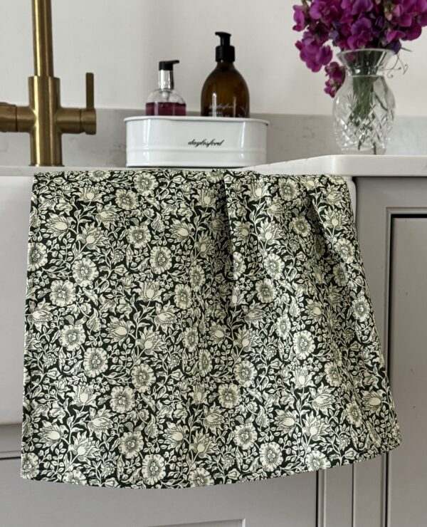 William Morris Mallow Forest Green Cotton Floral Tea Towel