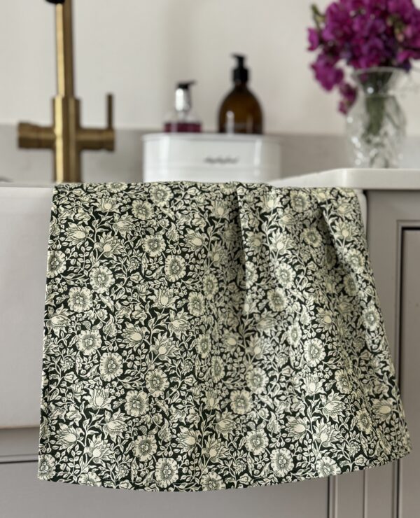William Morris Mallow Forest Green Cotton Floral Tea Towel