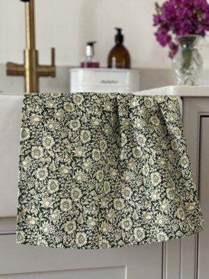 William Morris Mallow Forest Green Cotton Floral Tea Towel