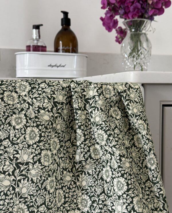 William Morris Mallow Forest Green Cotton Floral Tea Towel
