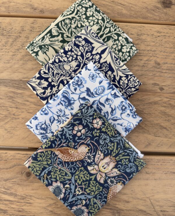 William Morris fabric almost fat quarter bundle- cotton fabric, perfect for quilting and crafts bundle 3