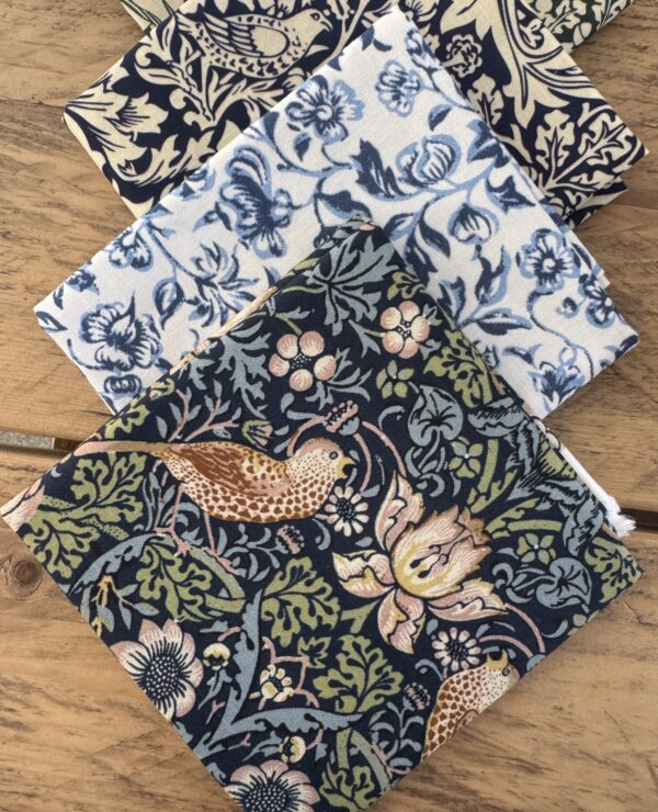 William Morris fabric almost fat quarter bundle- cotton fabric, perfect for quilting and crafts bundle 3