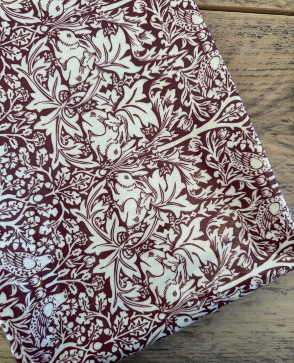 Fabric Remnant 140 x 201cm William Morris Brother Rabbit Red Pvc / Oilcloth Floral Tablecloth Fabric